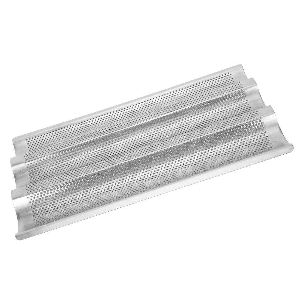 3 Grooves French Bread Baking Mold Baguette Waves Baking Tray Pan Bread Baking Tool Silver