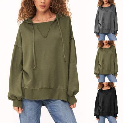 Women's Fashionable Solid Color Long Sleeved Sweatshirts Top
