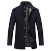 2026 Men's Woolen Stand Collar Jacket & Vest Set - Spring/Autumn Casual Solid Color Overcoat
