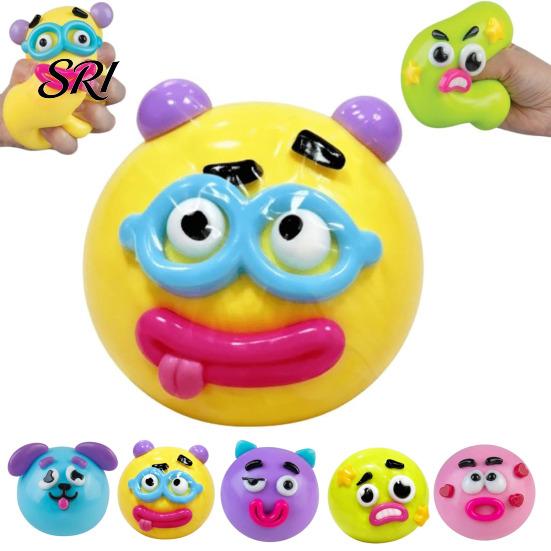 Cartoon Expression Squeeze Toy 2Pcs Dog Face Stress Relief Fidget Anti-stress Slow Rising Home Office Worker Anxiety Reduction Ball Decompression