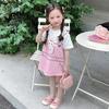 Girls Summer Korean Princess Dress with Fake Layered Suspender Design