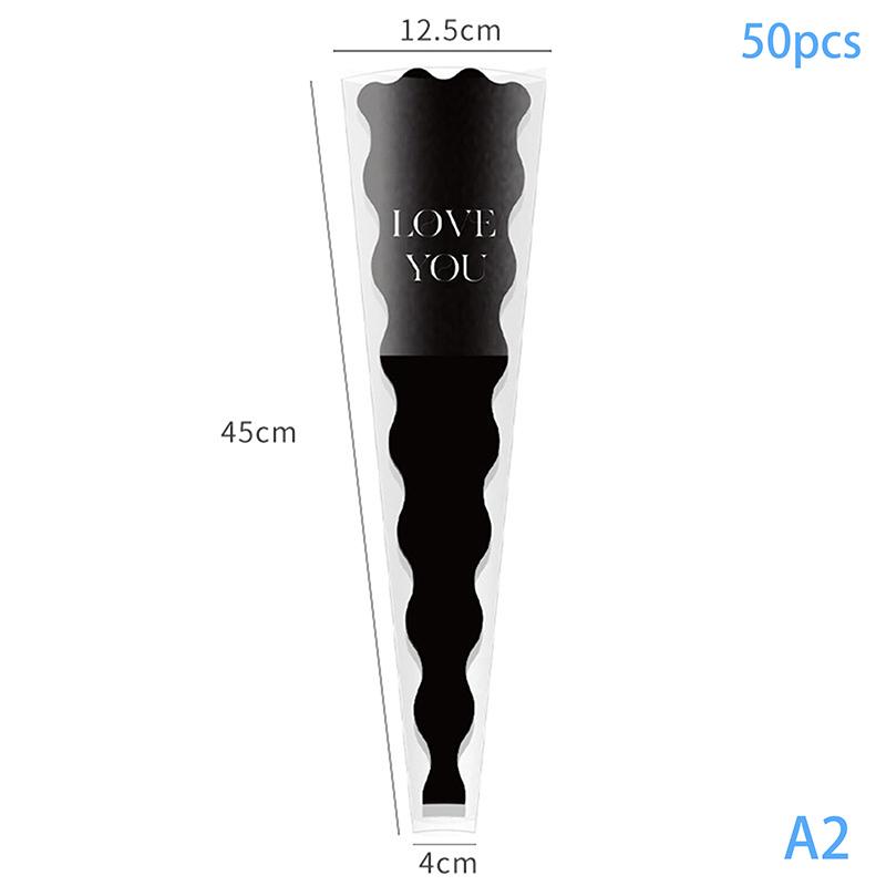 50pcs Mermaid Wavy Pattern Flower Bouquet Gift Cellophane Bag Wrapping Paper Bag Valentine's Day Mother's Day Single Rose Bags