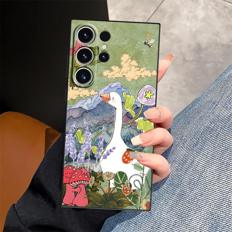 Cartoon Duck Cat Case for Samsung Galaxy S26 Ultra S10 S9 Note 20 8 9 10 S24 S25 Plus S21 FE S20 Ultra S23 Funda Phone Cover