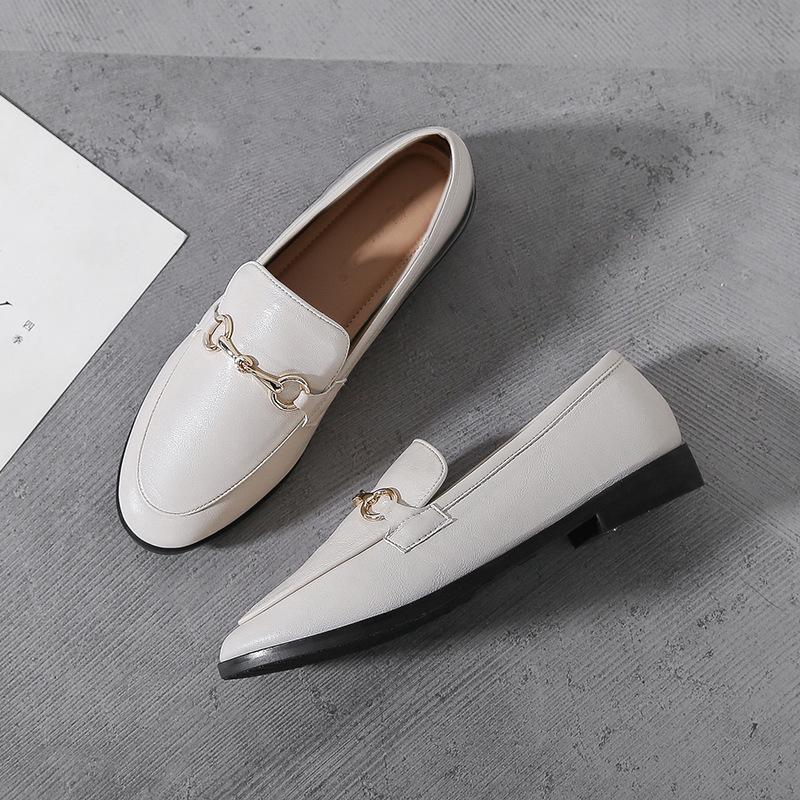 Small Leather Shoes Women's Style New Retro Loafers Women's One-pedal Flat-soled Single Shoes