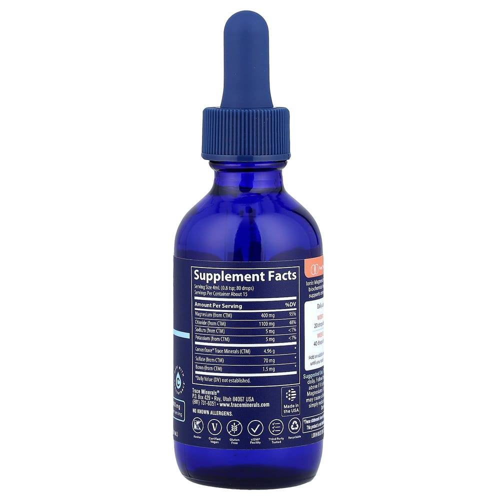 Trace Minerals Research Ionic Magnesium, 400mg, 59ml (2 fl oz)