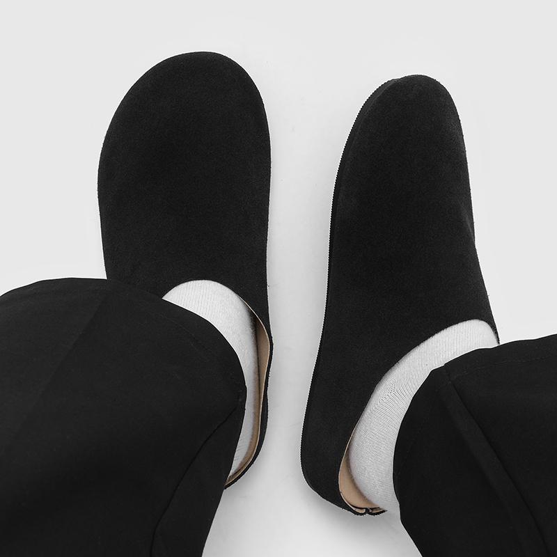 Big Size 38-46 Slides Sandals Men Open Back Casual Shoes Mules Suede Leather Backless Loafers Slippers Half Shoes Slip On Flats
