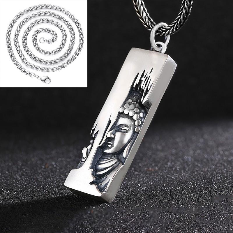 Copper Amida Buddha Pendant Necklace Men Women Chic Geometric Style With Leather Cord Or Chain Options