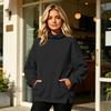 Women's Mock Neck Pullover Sweatshirt Loose Fit Casual Color Long Sleeve for Everyday Wear