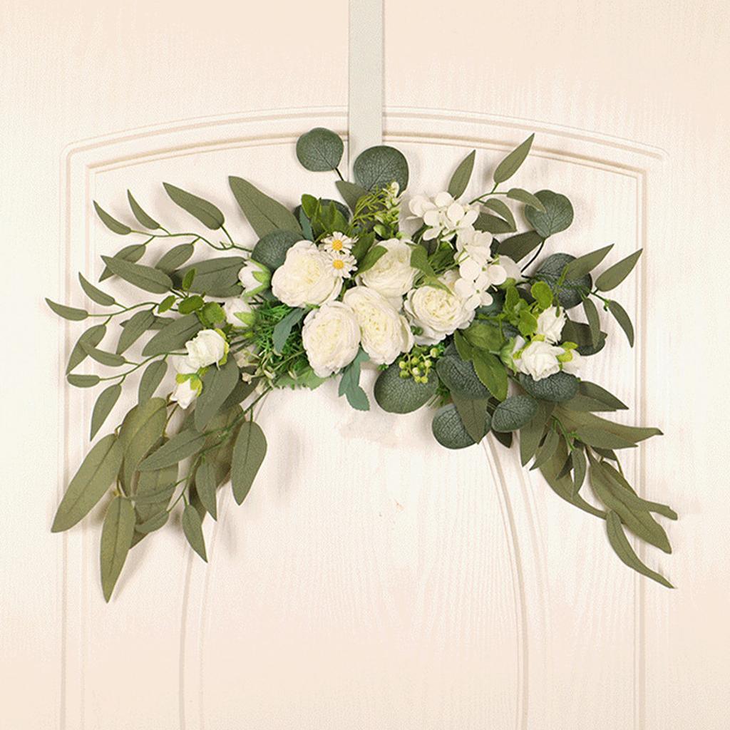 2pcs Artificial Wedding Arch Flowers for Wedding Sign Faux Floral Swag Decor for Reception Ceremony Backdrop Willow