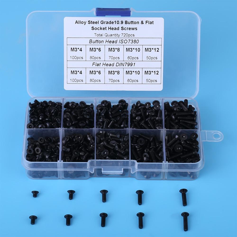 720 Pcs 4mm/6mm/8mm/10mm/12mm M3 Flat Head Screws for Furniture, for DIY, for Versatile Use