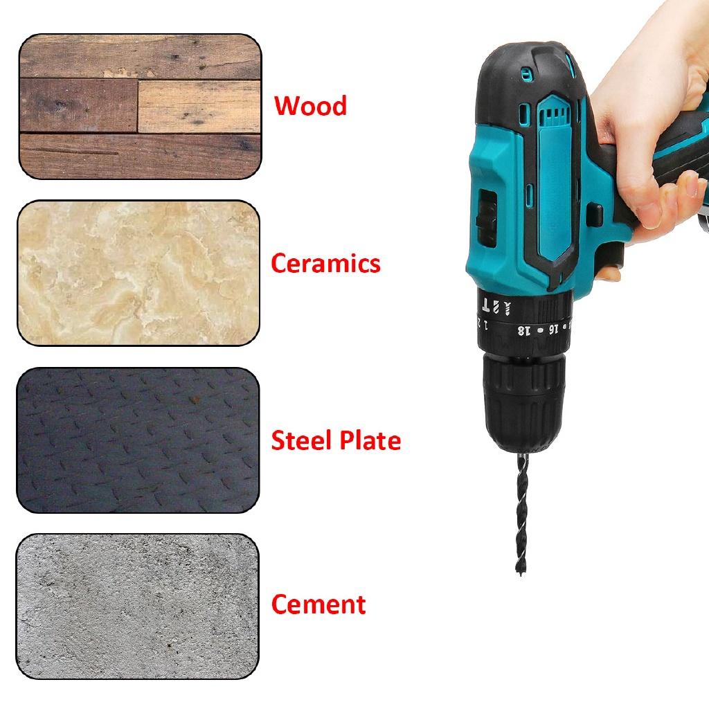 2-Speed Electric Cordless Drill 3 in 1 Screwdriver 2 Li-Ion Batteries 32V