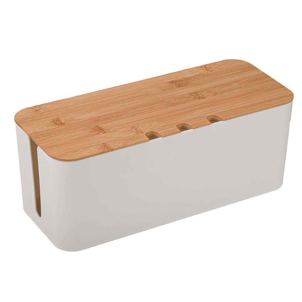 Plastic Cord Management Box with Ventilation Slots and Childproof Lid Cable Storage Box Perfect for Desk Organization
