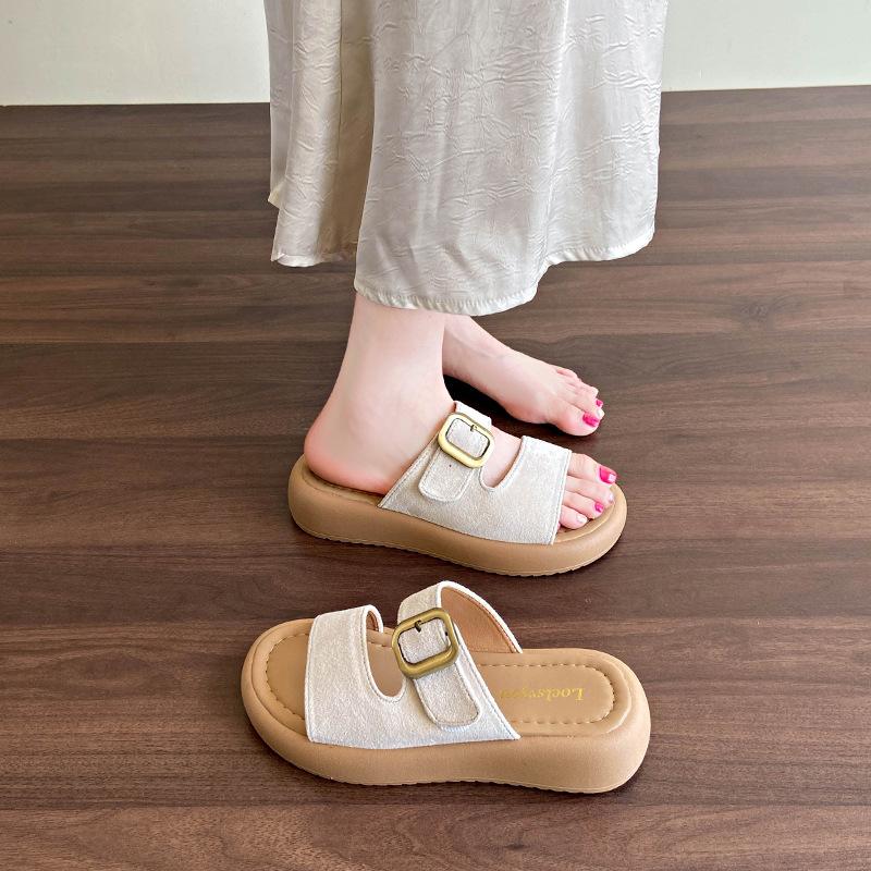 

Thick-soled cool slippers women s new slippers half tray summer wear beautiful with skirt beach shoes 36