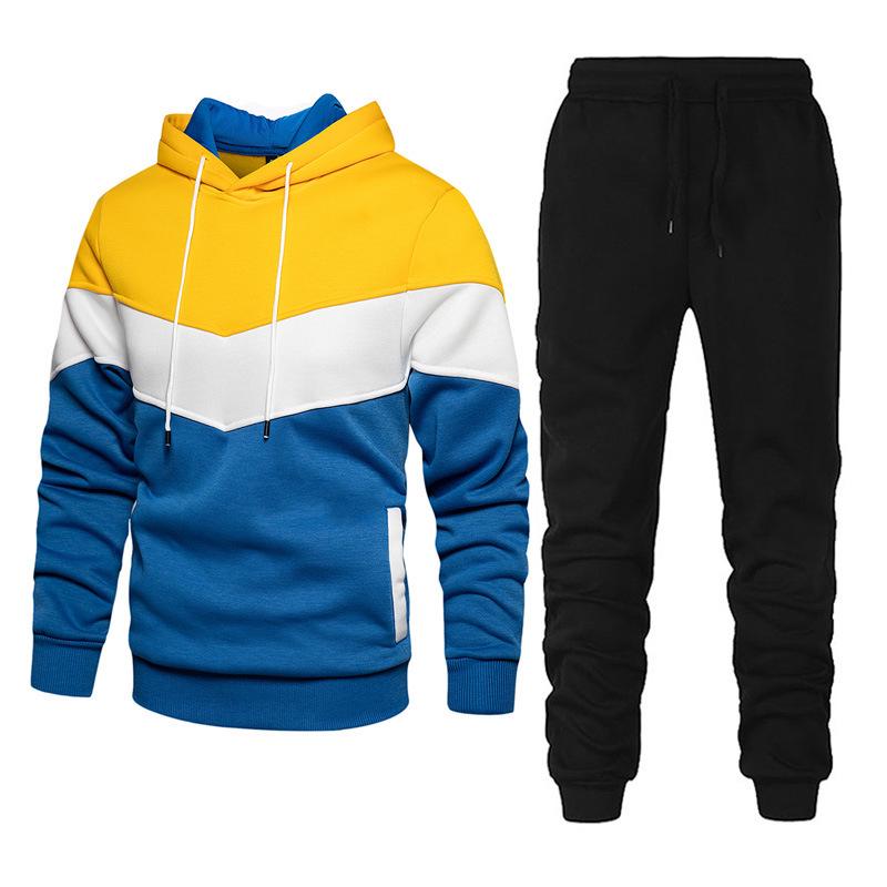 Men's 2021 Fashion Tracksuit: Long Sleeve Hooded Jacket & Pants Set for Spring/Autumn