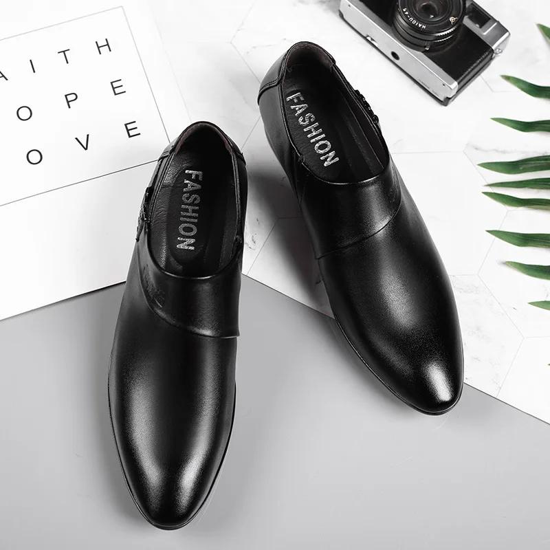 Luxury Men Leather Shoes Formal Dress Shoes for Male Plus Size Party Wedding Office Work Shoes Slip On Business Casual Oxfords