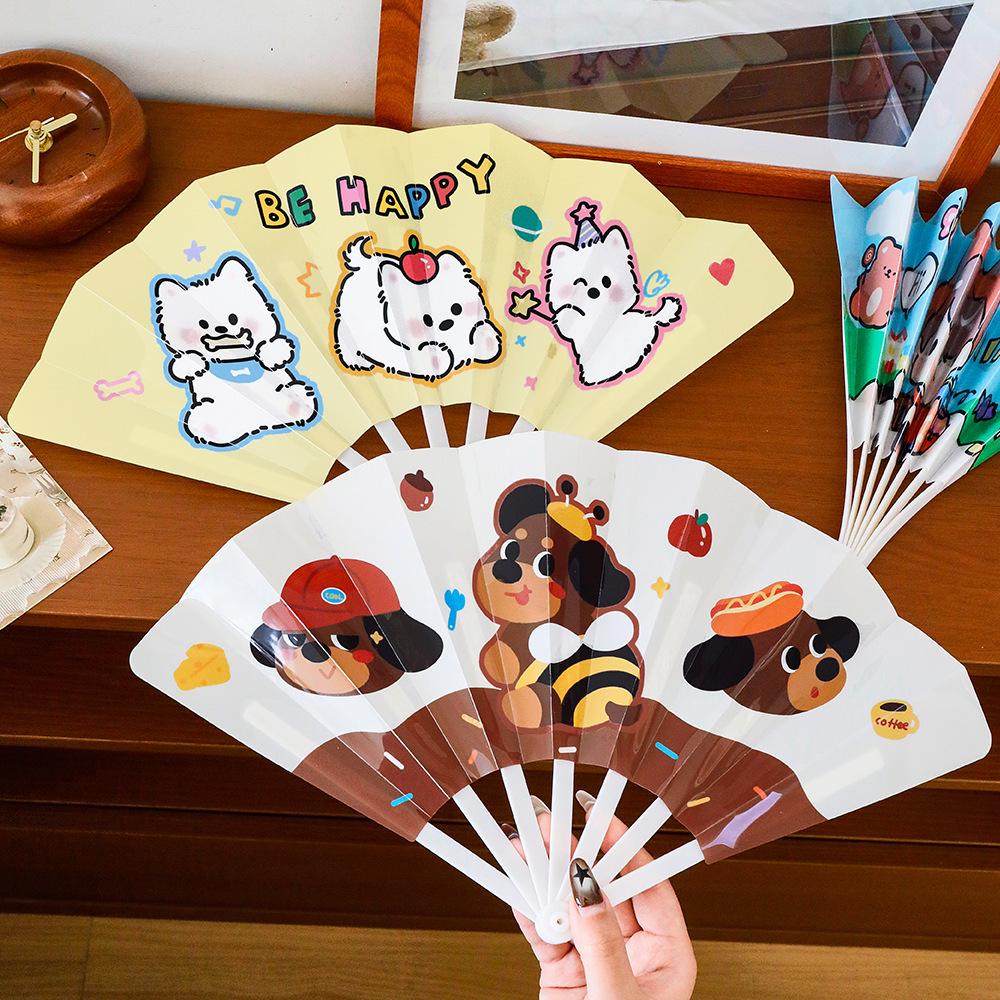Adorable Foldable Cartoon Hand-Cranked Fan: High-Quality, Portable, Seven-Fold Design, Perfect Small Gift