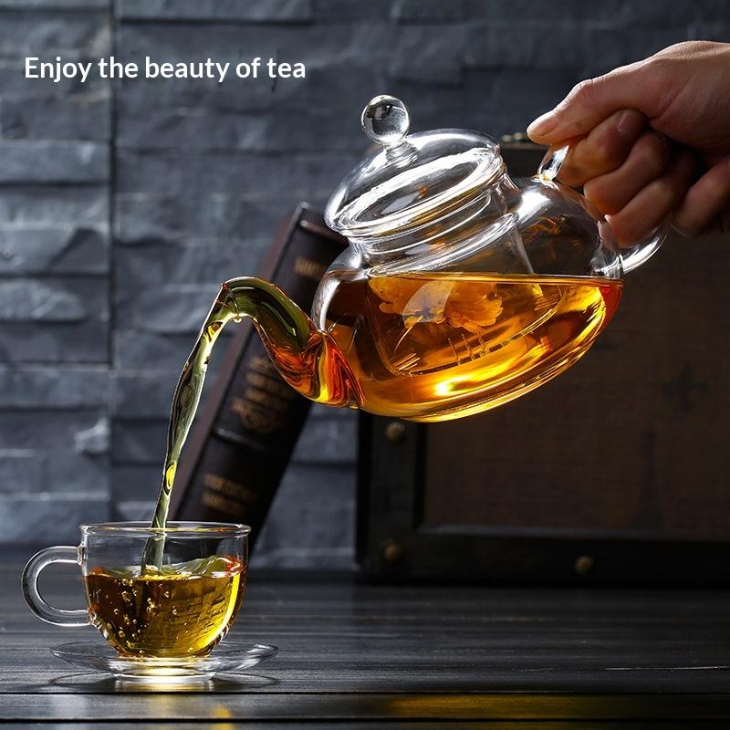 600/800/1000ml Heatable Glass Tea Set Filterable Heat-resistant Thickened Glass Teapot High Borosilicate Glass Flower Tea Pot