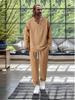 2026 Men's V-neck Casual Sports Suit: Spring/Autumn Loose Long Sleeve & Pants Set