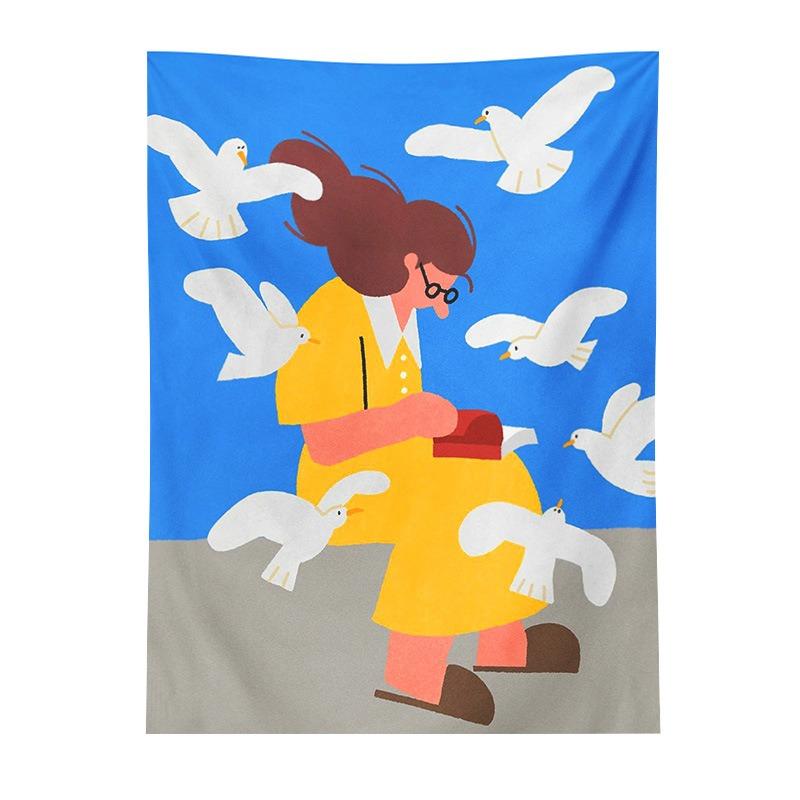 Abstract Style Character Background Hanging Cloth Home Wall Decoration Tapestry Office Living Room Tapestry