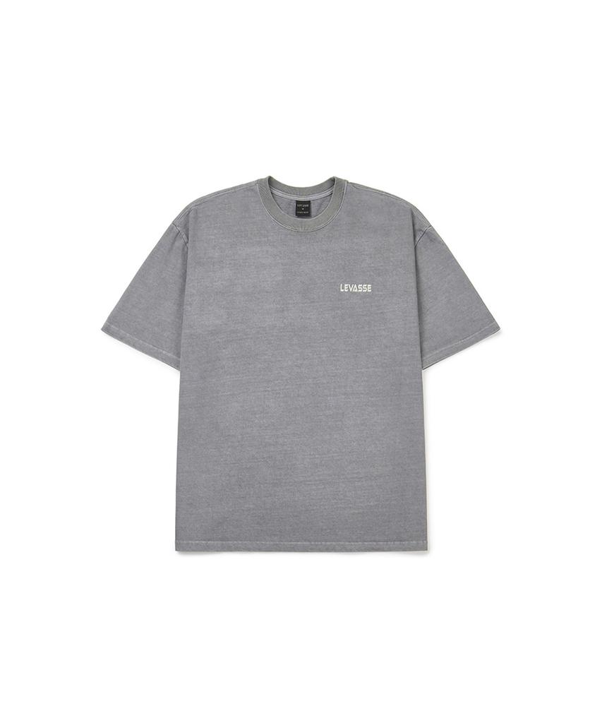 Leubase Old School Back Logo Oversized Short Sleeve T-Shirt_Pigment Gray