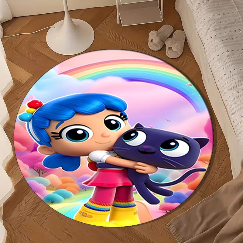 Rainbow Kingdom Adventure Round Rug for Livingroom,Bedroom, Palyroom, Chair Rug, Area rug, Circle Carpet, Large Size Fan Christmas gift