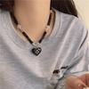 Chic Black Heart Beaded Choker Necklace for Women - Stylish, High-End Design