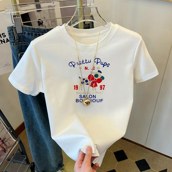 

Women s Summer 2025 White Short-Sleeve Pure Cotton T-Shirt – Versatile, Slimming, Niche Design, Loose Fit, Straight Shoulder Extra Large