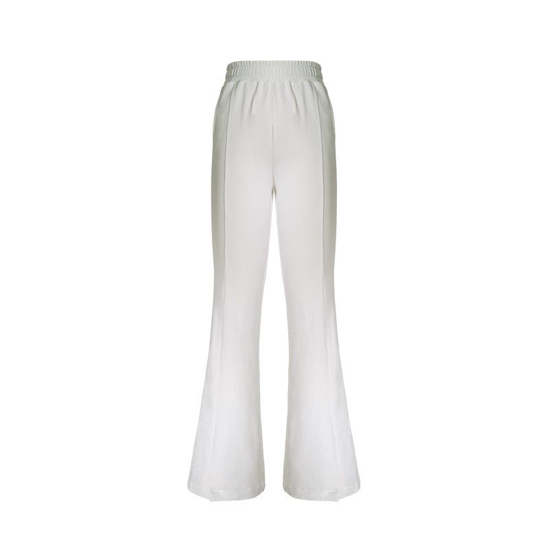 

Women s Slim Flared Trousers Classic Black and White Slit White One Size Fits All