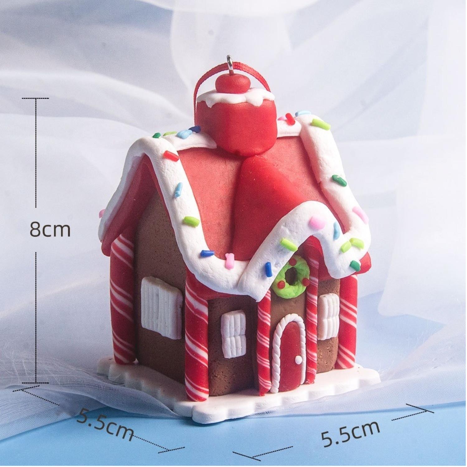 House Ornaments Holiday Christmas Tree Ornament Set Gingerbread Christmas Decor with Rope Gingerbread House Decor