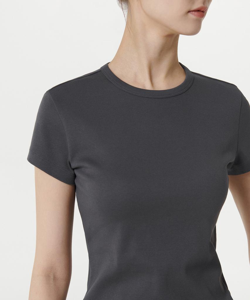 MUSINSA STANDARD WOMAN Women'S Slim Crew Neck T-Shirt [Dark Gray]