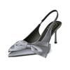 Fashion High Quality Satin Bow Designer Brand Sandals Women Pointed Toe Thin Heel Back Strap Slide Sandals Elegant Comfort Dress Shoes