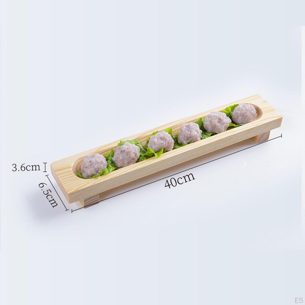 Dumplings Plate Restaurant Rectangular Wooden Serving Tray for Party