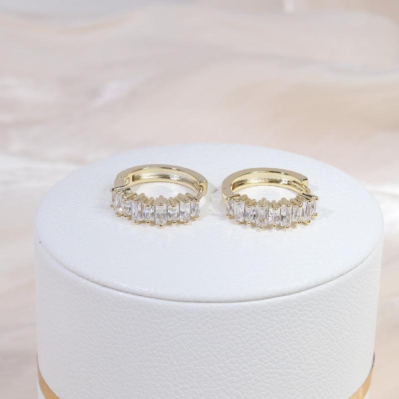 Design creativ simplu cercel pătrat cu închizătoare aur real 14K cupru rafinat incrustat cu zirconiu cercei pentru femei Zirconiu