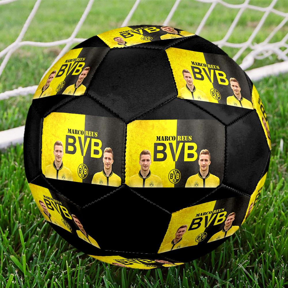 Marco Reus Printed Size 5 Soccer Ball, Machine-Stitched PVC, Durable & High Bounce, All Ages Fit, Fan Merchandise, Matches & Outdoor Use.