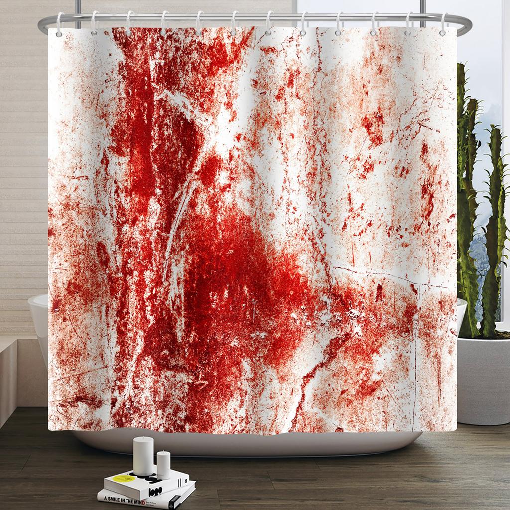 Halloween Duschvorhang Horrornacht Blutige Hände Gruseliger Zombie-Schädel Furchteinflößend Halloween Wasserdicht Bad Badezimmer Duschvorhang