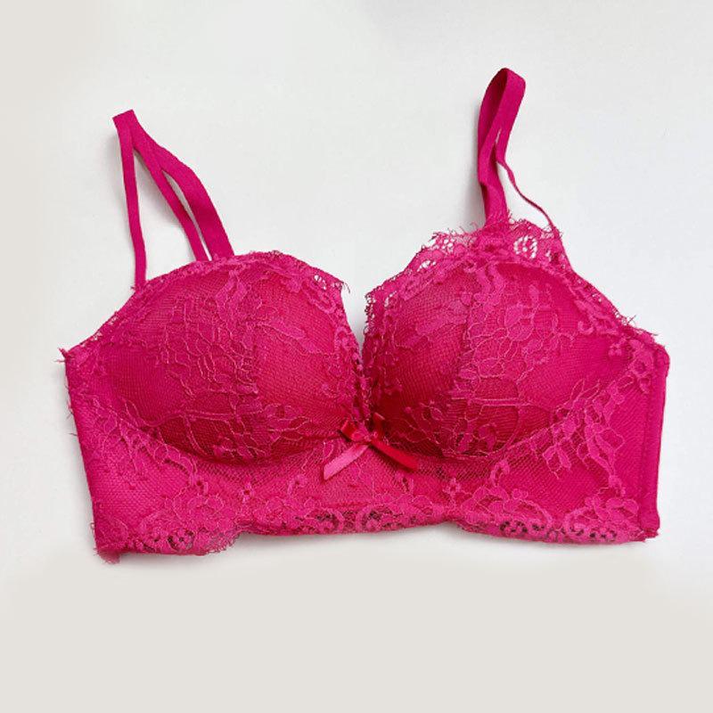 

Французьке мереживне нижнє білизна Пуш-ап бюстгальтер та комплект трусиків для маленьких грудей з бічною підтримкою, дизайн проти провисання 2025. 34/75AB