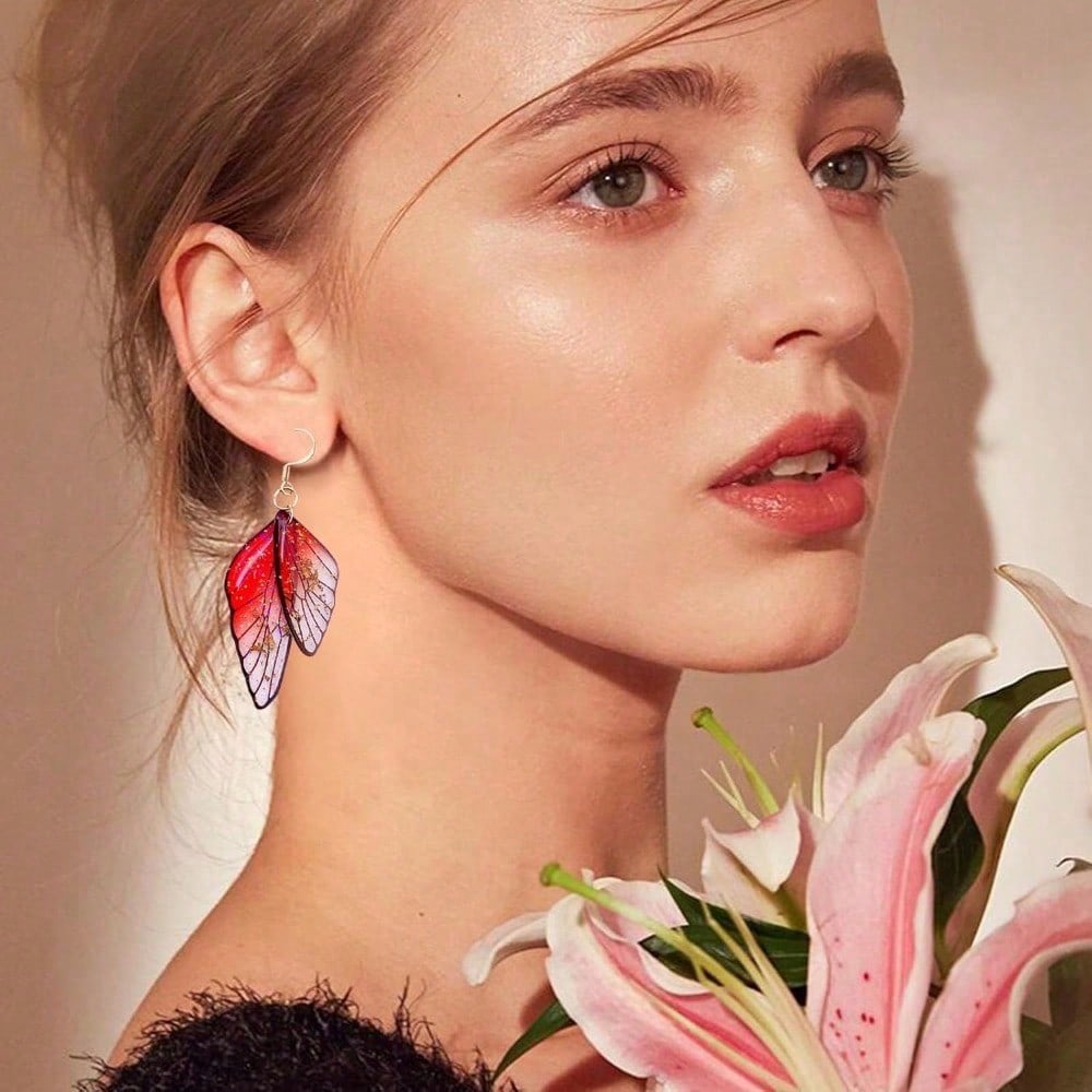 1Pairs Gold Plated Crystal Butterfly Wing Drop Dangle Earrings For Women Wedding Jewelry