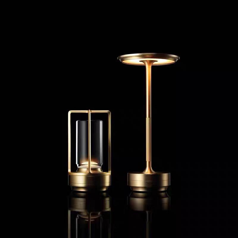 1pc Portable LED Table Lamp 3 Color Touch Control 3 Level Brightness USB Rechargeable Metal Texture Office Atmosphere Light