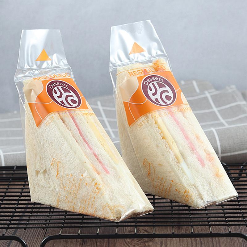 100Pcs Thicken Triangle Transparent Bread Sandwiches Bag Baking Food Wrap Bags