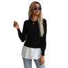 2026 Autumn Women's Knitted Patchwork Round Neck Two-Piece Sweater
