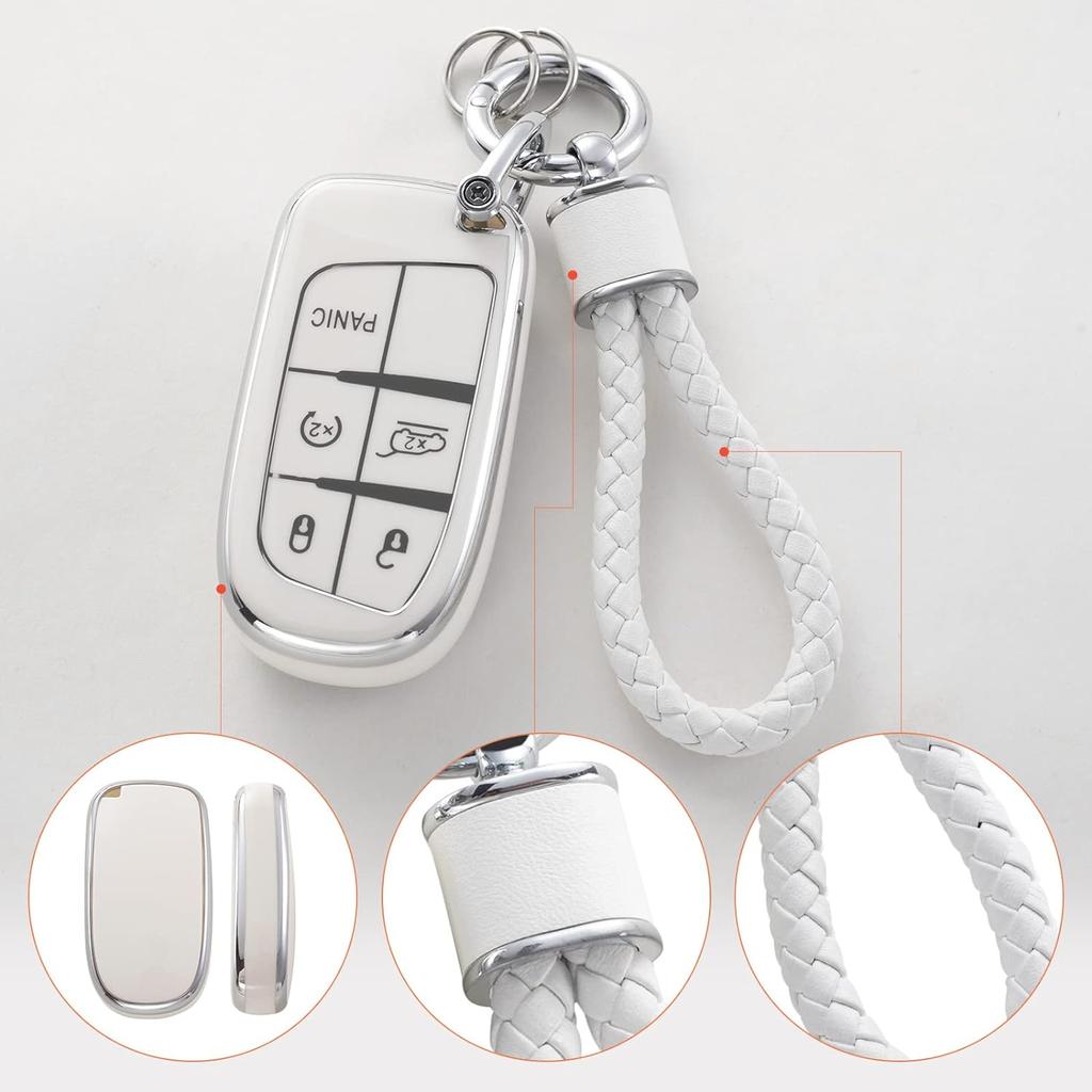 Jeep-Schlüsselanhänger-Abdeckung mit Schlüsselanhänger, weiche TPU-Schlüsselhülle zum Schutz, passend für Jeep Grand Cherokee Renegade Wrangler Patriot Grand