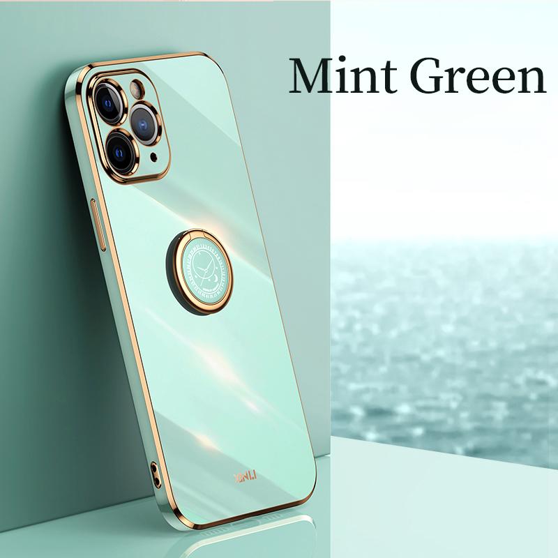 Husa de telefon cu suport de inel pătrat de placare pentru Iphone 11 12 Pro Max 12pro 11pro 8 7 6 S Plus 10 X Xr Husă de lux din silicon