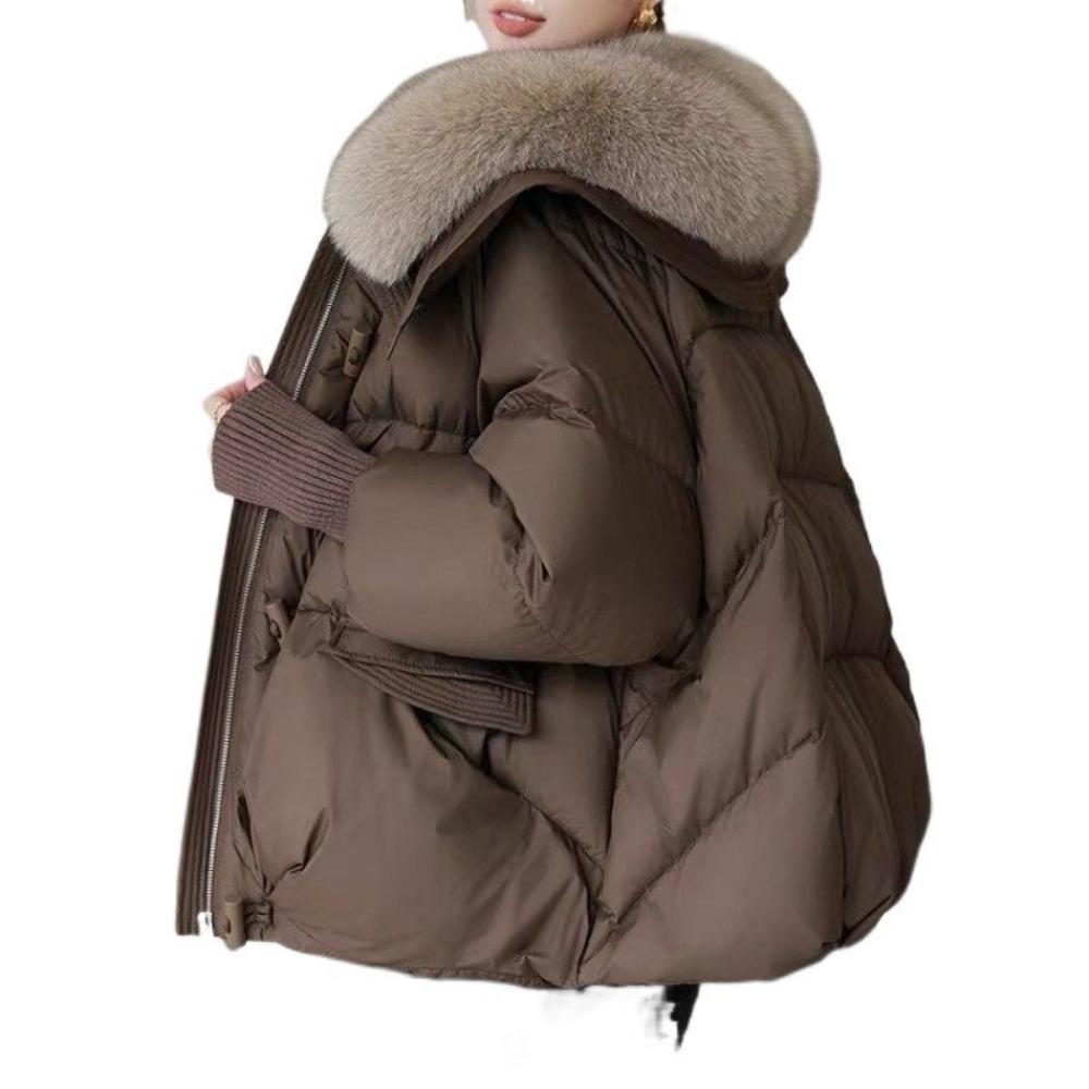 Damen Winterparka Mantel Lässig Koreanische Version Damen Oberbekleidung Temperament Verdicken Großer Pelzkragen Damen Daunen Baumwolljacke