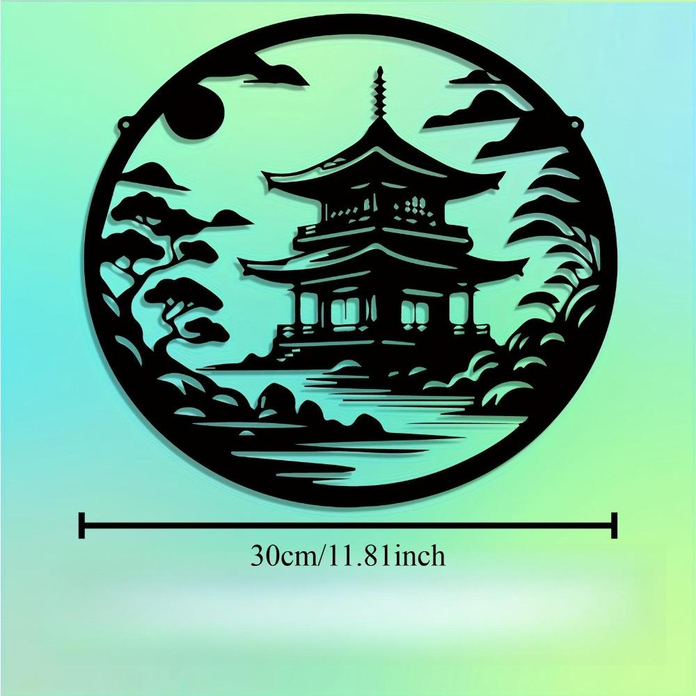 Японская пагода Металлическая настенная арт-скульптура Мурал Сад Двор Забор Погодоустойчивый Декор Большой размер Подарок