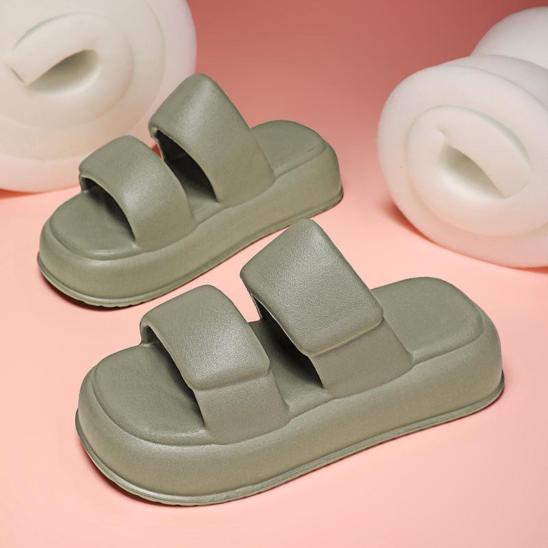 Slippers women's summer fashion go out home bathing non-slip one-word drag men's beach shoes