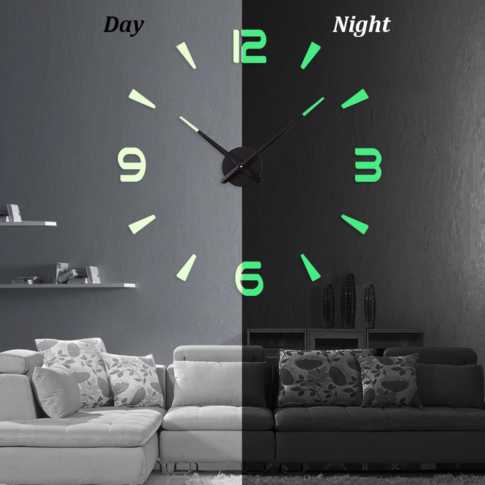 3D Large Wall Clock Mirror Wall Stickers Luminous DIY Digital Clocks Silent Clock Quartz Watch Home Living Room Table Decor Hot