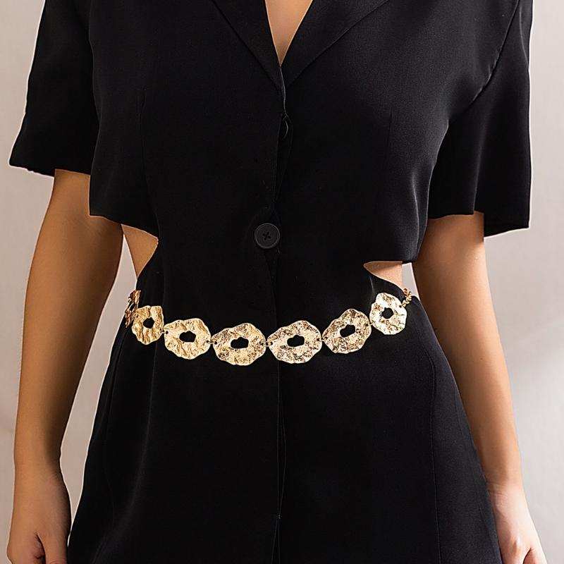 Fashionable Irregular Circle Waist Chain Necklace With Adjustable Metal Chain For Women Grunge And Steampunk Style