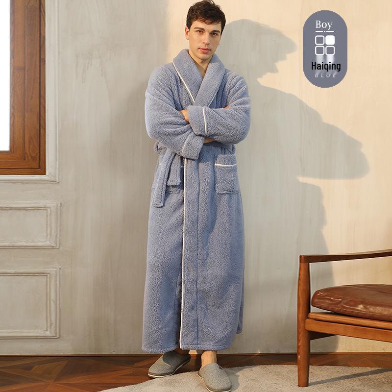 Mens & Womens Luxurious Extra Long Fleece Bathrobe - Thick, Plush, Plus Size Autumn/Winter Pajamas for Couples