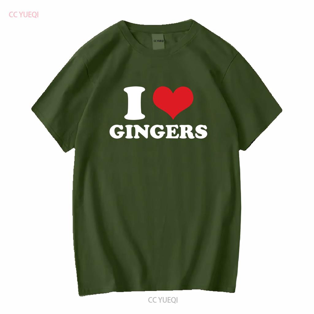I Love Gingers T Shirt Heart Funny Idea Birthday Redheads long or short sleeves vintage Washed Stretched Comfortable fashion
