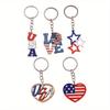 1pc Creative Fashion Independence Day Style Wooden Keychain, Casual Personalized Holiday Element Wooden Tag Gift for Kids, Family